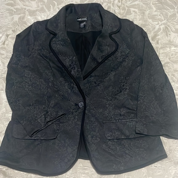 Wet Seal SZ L Black Floral Single Button Front Blazer - Picture 11 of 15